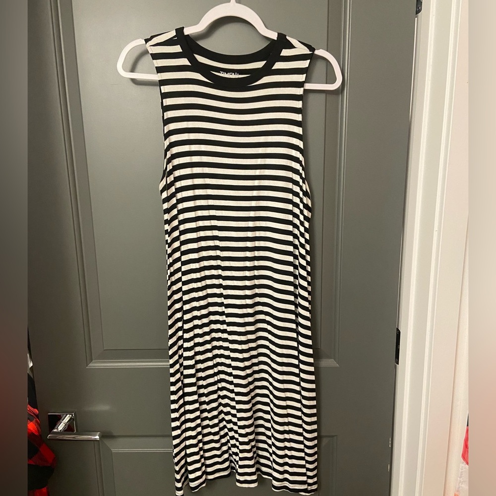 Black and white striped dress